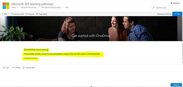 SharePoint Online - Provisioning Microsoft 365 Learning Pathways Error